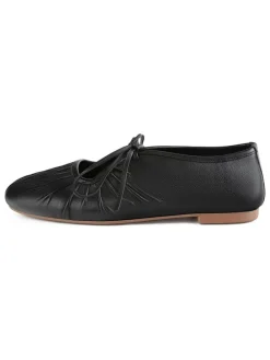 Leder-Ballerinas in Schwarz