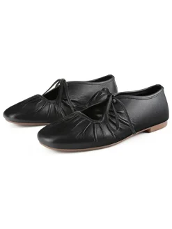 Leder-Ballerinas in Schwarz