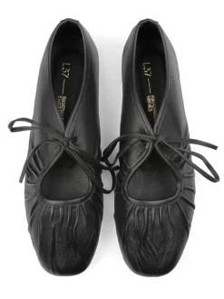 Leder-Ballerinas in Schwarz