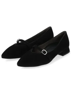 Leder-Ballerinas in Schwarz