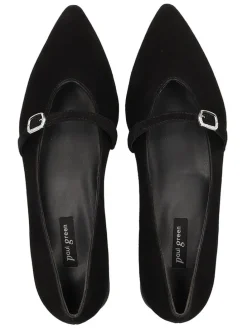 Leder-Ballerinas in Schwarz