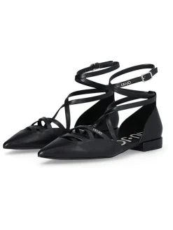 Leder-Ballerinas in Schwarz