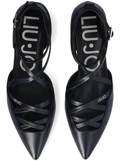 Leder-Ballerinas in Schwarz