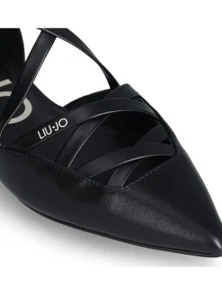 Leder-Ballerinas in Schwarz