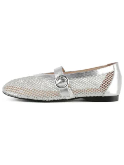 Leder-Ballerinas in Silber