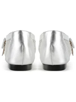 Leder-Ballerinas in Silber