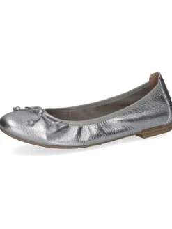 Leder-Ballerinas in Silber