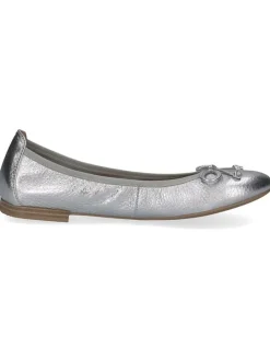 Leder-Ballerinas in Silber