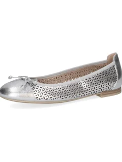 Leder-Ballerinas in Silber