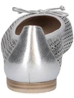 Leder-Ballerinas in Silber