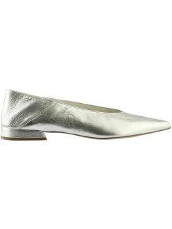 Leder-Ballerinas in Silber