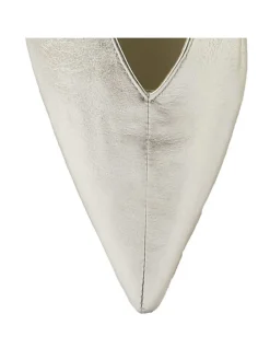 Leder-Ballerinas in Silber