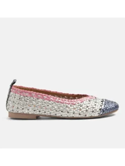 Leder-Ballerinas in Silber