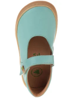 Leder-Ballerinas in Türkis