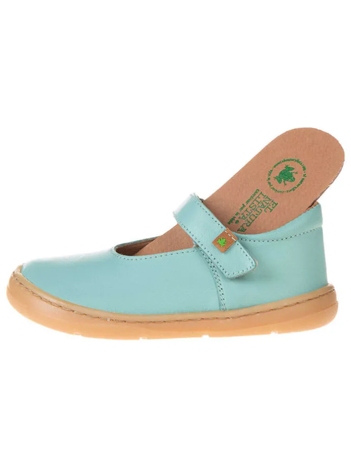 Leder-Ballerinas in Türkis