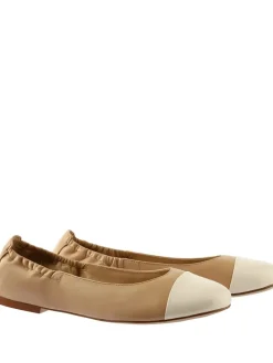 Leder-Ballerinas "Sylvie" in Hellbraun/ Creme