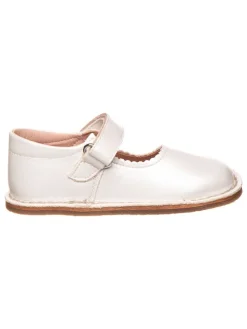 Leder-Barfuß-Ballerinas in Weiß