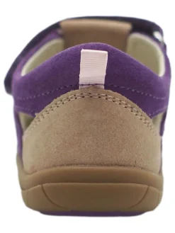 Leder-Barfuß-Halbsandalen in Lila/ Beige