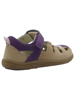 Leder-Barfuß-Halbsandalen in Lila/ Beige