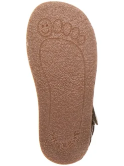 Leder-Barfußsandalen in Khaki