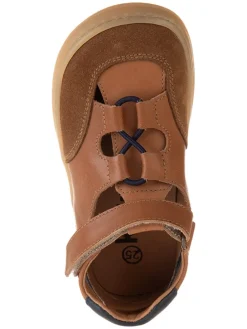 Leder-Barfußschuhe in Hellbraun