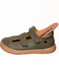Leder-Barfußschuhe in Khaki