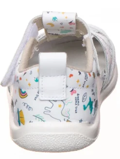 Leder-Barfußschuhe in Weiß/ Bunt