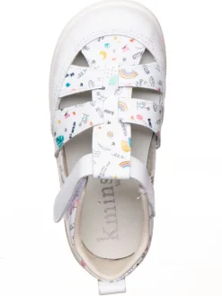 Leder-Barfußschuhe in Weiß/ Bunt