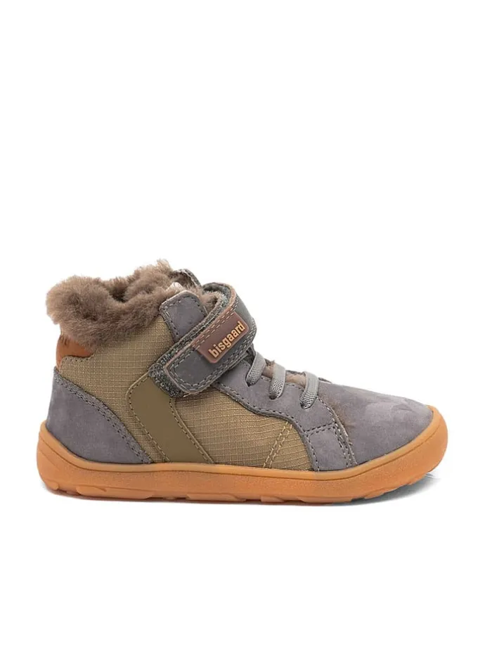 Leder-Barfußschuhe "Rafael" in Grau/ Khaki
