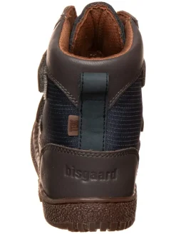 Leder-Boots in Dunkelblau/ Braun