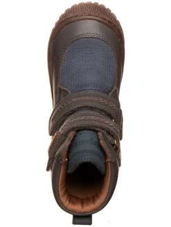 Leder-Boots in Dunkelblau/ Braun