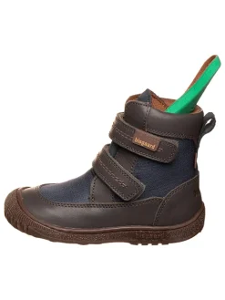 Leder-Boots in Dunkelblau/ Braun