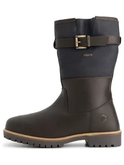 Leder-Boots "Fjaere" in Braun/ Dunkelblau