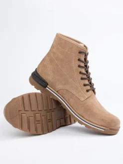 Leder-Boots in Beige