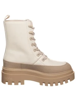 Leder-Boots in Beige/ Creme