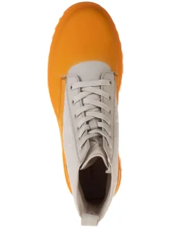 Leder-Boots in Beige/ Orange