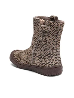 Leder-Boots in Beige/ Schwarz