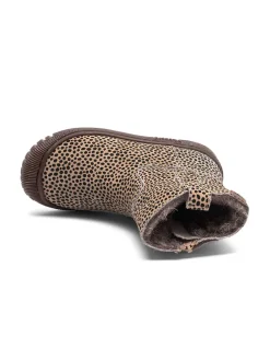 Leder-Boots in Beige/ Schwarz