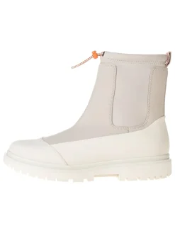 Leder-Boots in Creme/ Beige