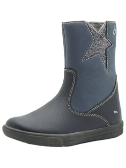 Leder-Boots in Dunkelblau