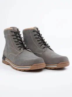 Leder-Boots in Grau