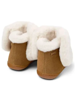 Leder-Boots in Hellbraun/ Creme