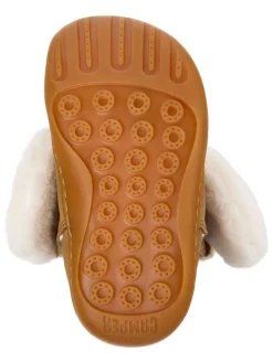 Leder-Boots in Hellbraun/ Creme