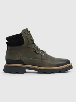 Leder-Boots in Khaki