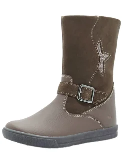 Leder-Boots in Khaki