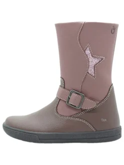 Leder-Boots in Mauve