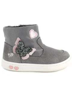 Leder-Boots in Rosa/ Grau