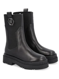 Leder-Boots in Schwarz