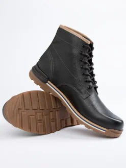 Leder-Boots in Schwarz