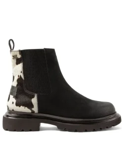 Leder-Boots in Schwarz/ Weiß